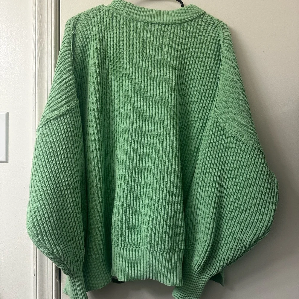 Aerie Light Green Ribbed Oversized Crewneck Sweater - Picture 5 of 5